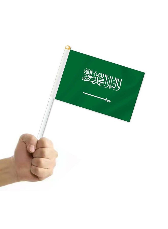 جمورو ١٠ أعلام سعودية صغيرة محمولة باليد، مقاس ٥ × ٨ بوصة، مصنوعة من البوليستر، مثالية لتزيين الحفلات، كأس العالم، المهرجانات الدولية، والفعاليات الداخلية. - Image 2