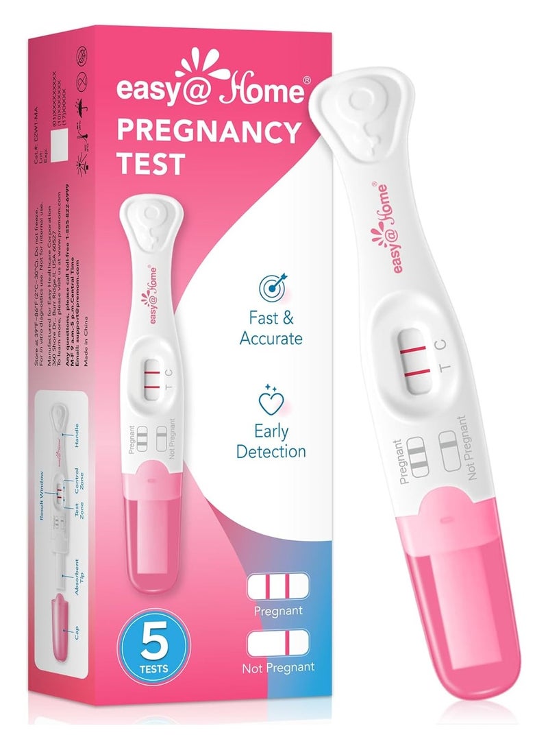 Easy@Home Easy@Home Pregnancy Test Sticks: Early Detection with Ultra High Sensitivity - Easy to Use at Home Rapid Result - Pregnancy Tests with Curved Handle | 5 Pack  - Image 1