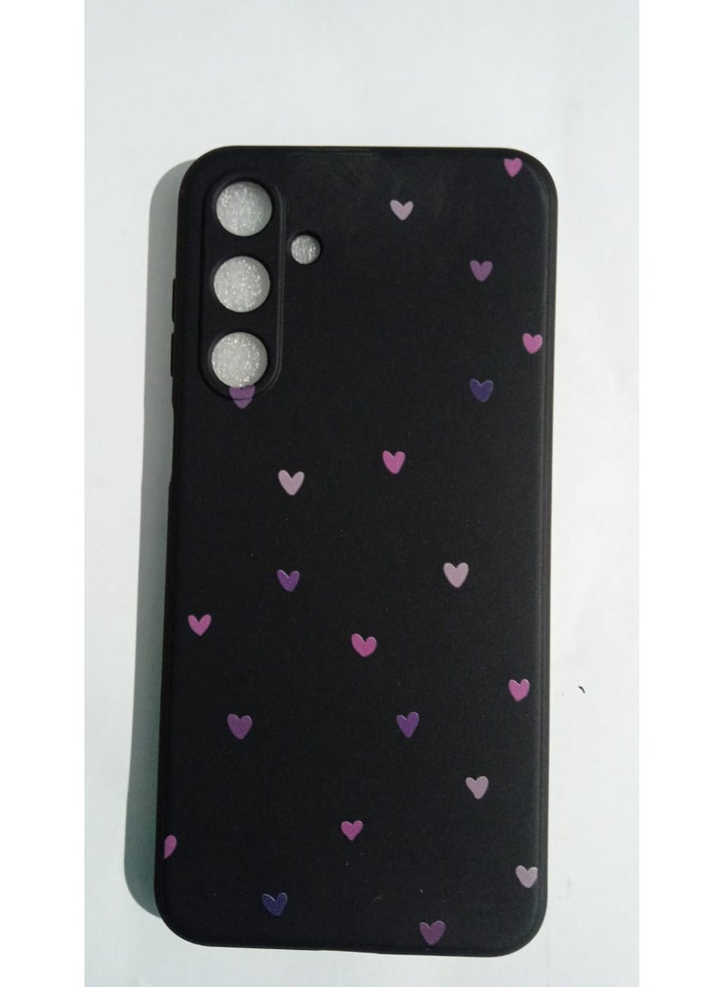 Black silicone phone case decorated with a small heart design for Samsung Galaxy A16 phones