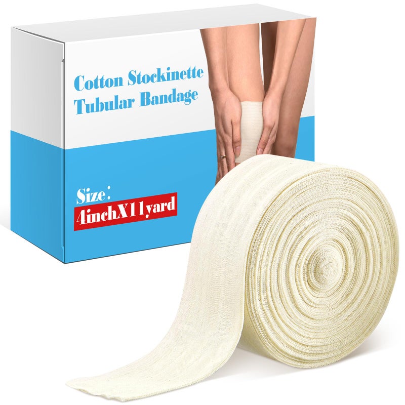 Economy Cotton Stockinette Tubular Bandage Comfortable Arm Leg Knee PreWrap for PreSplinting or Casting Fabrication Tubular Arm Stocking Tube Bandage 4 Inch x 11 Yard