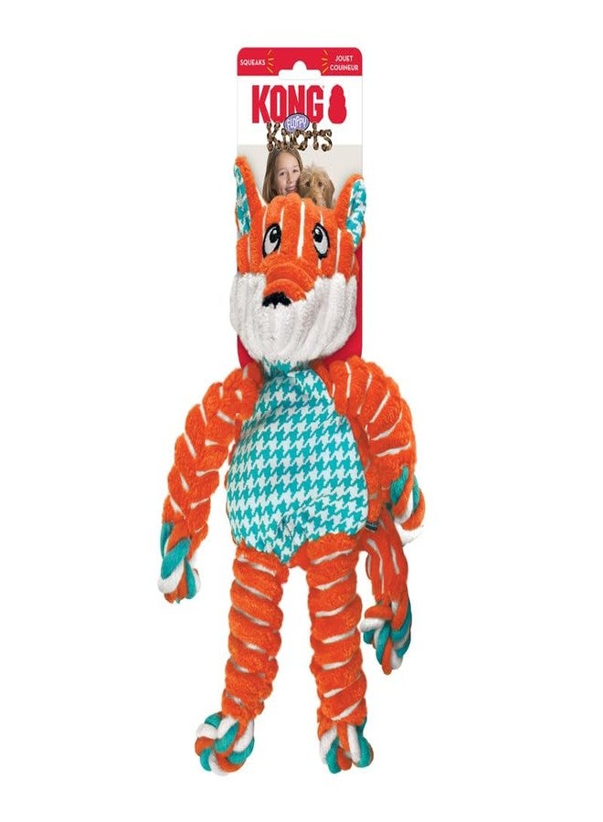 KONG Floppy Knots Combo Dog Toy - Fox and Bunny Bundle - Interal Knotted Rope with Squeakers and Less Stuffing - Medium/Large - Image 2