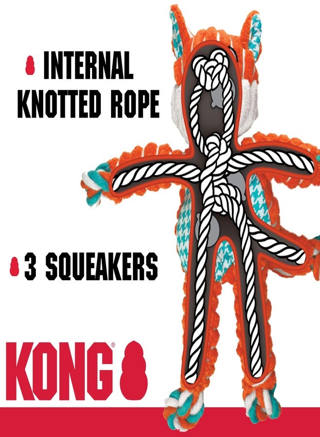 KONG Floppy Knots Combo Dog Toy - Fox and Bunny Bundle - Interal Knotted Rope with Squeakers and Less Stuffing - Medium/Large - Image 4