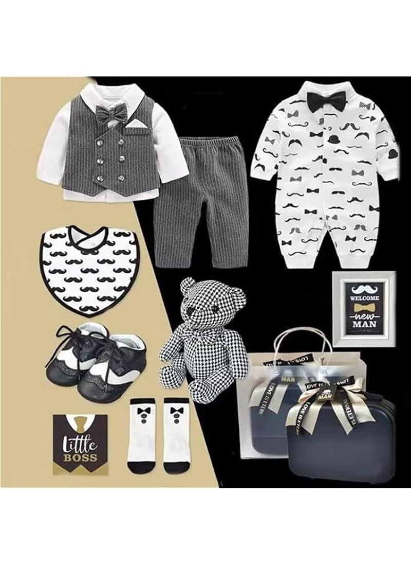 جونيس طقم هدايا بدلة ملابس حديثي الولادة للأطفال - 6 قطع، أسود - Image 2