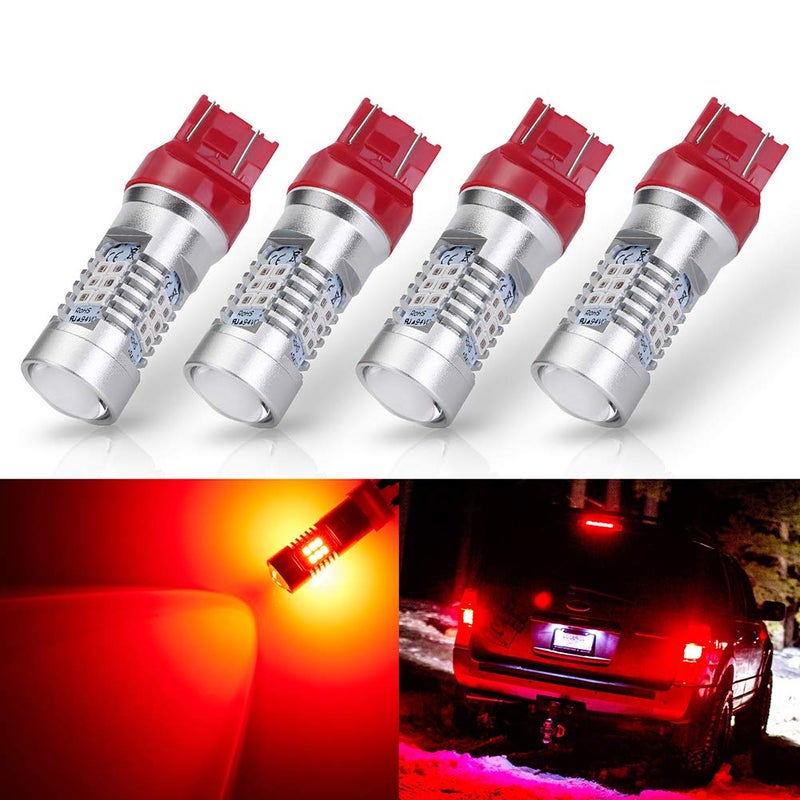 Antline Extremely Bright 7443 7440 T20 7441A 992 W21W 21SMD 2835 Chipsets 1260 Lumens LED Bulb Replacement Brilliant Red for Car Brake Tail Turn Signal Blinker Lights Bulbs Pack of 4