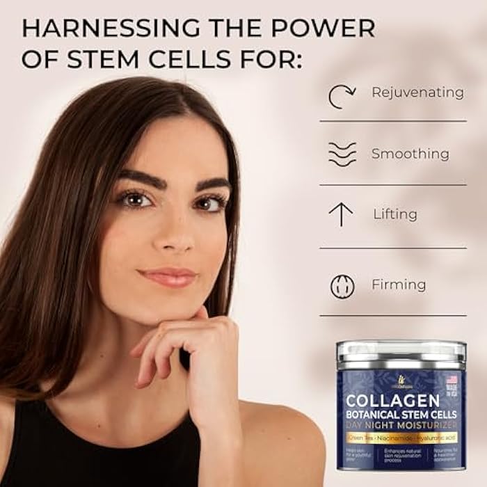 InstaSkincare Collagen Face Moisturizer with Airless Pump - Collagen Botanical Stem Cells Cream for Skin, Niacinamide, Hyaluronic Acid - Anti-Aging Day & Night Face Cream Made in USA - Image 4