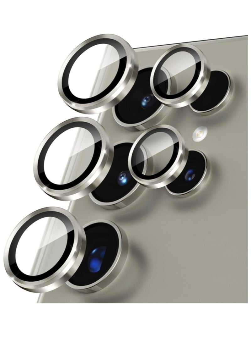 Camera Lens Glass Protector With Ring For Samsung Galaxy S24 Ultra - Titanium Gray - Image 1