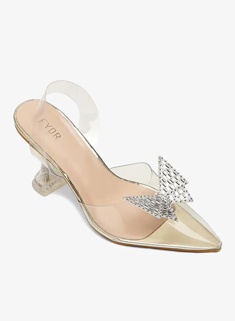 فايور Diamante Butterfly Clear Heeled Mules, XJD 05