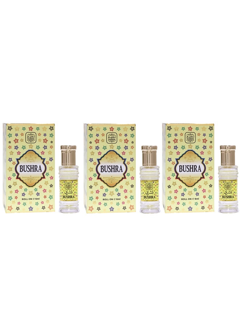 Bushra Perfume Oil Roll-On for Men & Women - 6ml (Pack of 3)