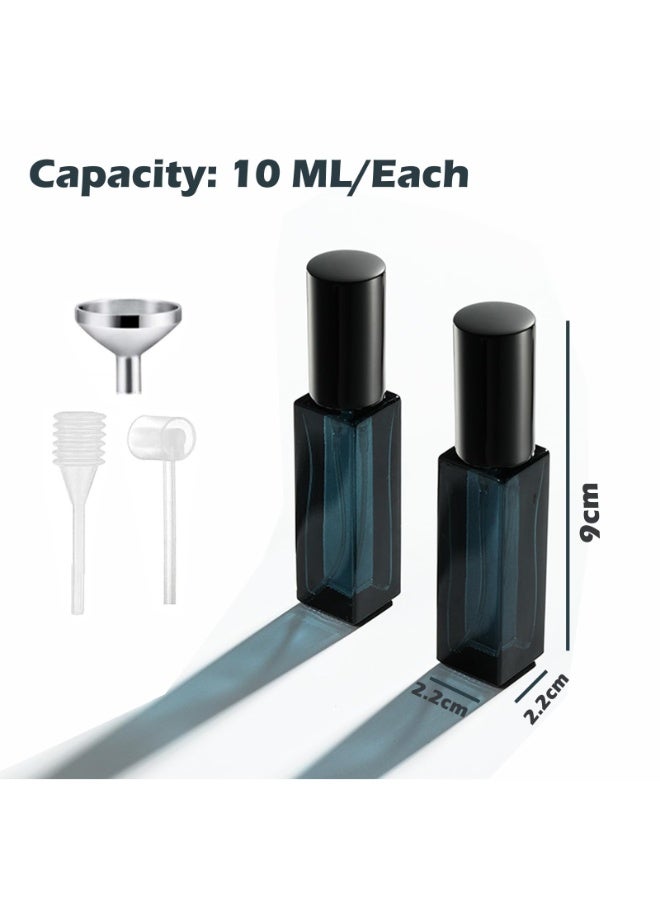 فاصولا زجاجة بخاخ عطر قابلة لاعادة التعبئة عبوتان، زجاجة بخاخ صغيرة فارغة للسفر، زجاجات بخاخ زجاجية محمولة للعطور للسفر والعطلات (10 مل، ازرق داكن) - Image 2