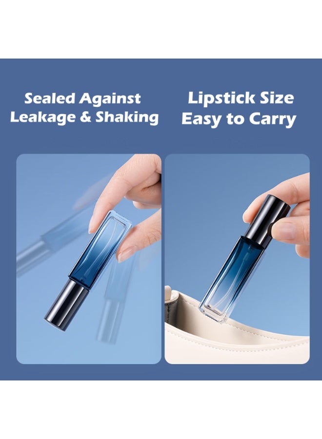 فاصولا زجاجة بخاخ عطر قابلة لاعادة التعبئة عبوتان، زجاجة بخاخ صغيرة فارغة للسفر، زجاجات بخاخ زجاجية محمولة للعطور للسفر والعطلات (10 مل، ازرق داكن) - Image 5