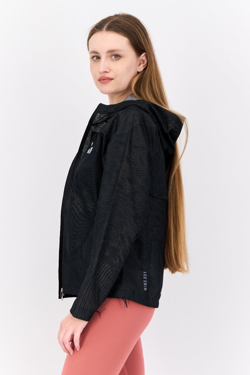 Adidas جاكيت تدريب رياضي نسائي بأكمام طويلة، أسود - Image 2