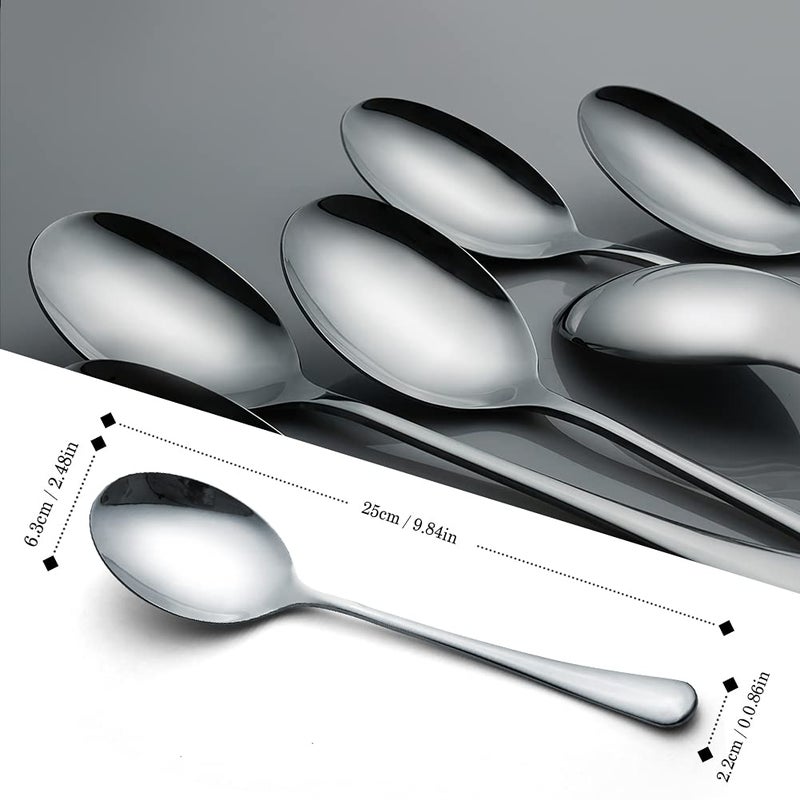 AOOSY Serving Spoons, AOOSY 6 Pieces X-Large 9.8 Inches Stainless Steel Serving Spoon Catering Spoons Solid Serving Utensils Big Ladle Tablespoons for Buffet Banquet Flatware Kitchen Basics Serving - Image 2