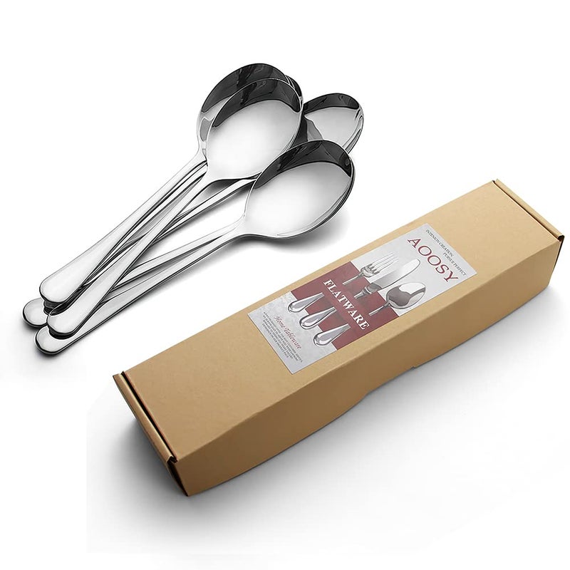 AOOSY Serving Spoons, AOOSY 6 Pieces X-Large 9.8 Inches Stainless Steel Serving Spoon Catering Spoons Solid Serving Utensils Big Ladle Tablespoons for Buffet Banquet Flatware Kitchen Basics Serving - Image 4