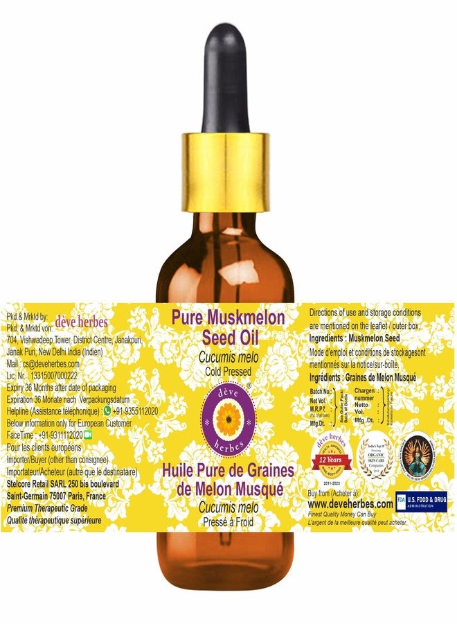 Deve Herbes Pure Muskmelon Seed Oil (Cucumis melo) with Glass Dropper | Cold Pressed | Natural | Undiluted | For Diluting Essential Oils | For Skin & Massage | Men & Women | 5ml - Image 3
