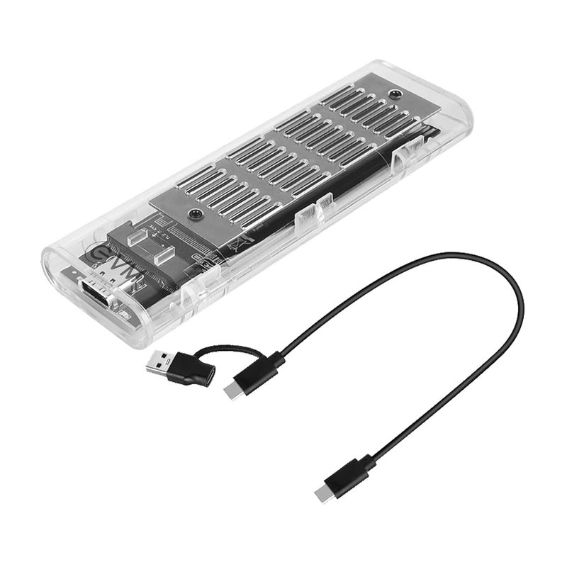 EVM حافظة خارجية مع USB 3.1 جين 2 - حافظة M.2 SATA و NVMe SSD - كابل Type C إلى C و USB إلى Type C متضمن - نقل بيانات بسرعة 10Gbps - متوافقة مع SSDs بحجم 2280 و 2260 و 2242 و 2230 - (-CG-003) - Image 1