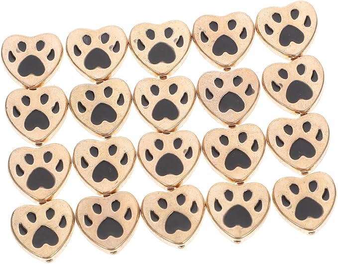 Black Dog Paw Heart Charms for DIY Jewelry Making Alloy Beads Pet Lovers Crafts - Image 1