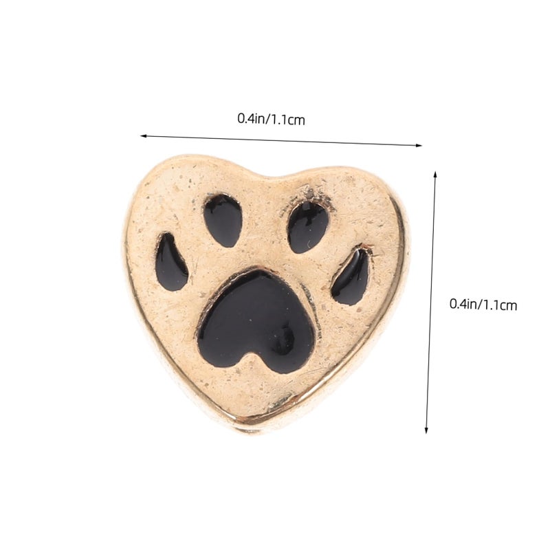Black Dog Paw Heart Charms for DIY Jewelry Making Alloy Beads Pet Lovers Crafts - Image 3