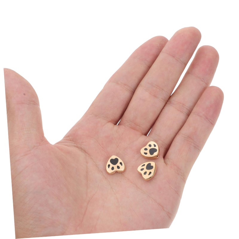 Black Dog Paw Heart Charms for DIY Jewelry Making Alloy Beads Pet Lovers Crafts - Image 4