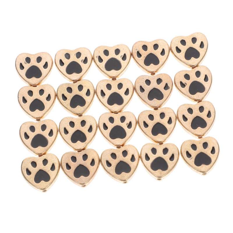Black Dog Paw Heart Charms for DIY Jewelry Making Alloy Beads Pet Lovers Crafts - Image 2