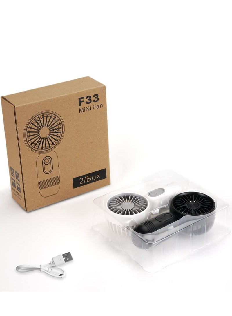 Excefore Mini Handheld Fan, Portable Travel Fan, Battery Operated Small Personal Fan,  Mini Hand Held Fan with USB Rechargeable 400mAh Battery, Quiet<30dB 3 Speeds for Travel Camping Outdoor Home Office 2PCS  - Image 4