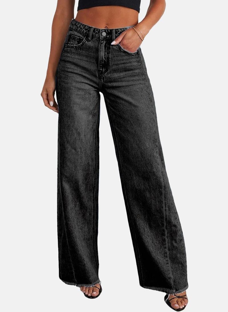 YUNIQEE Black Wide Leg Clean Look High-Rise Jeans - Image 2
