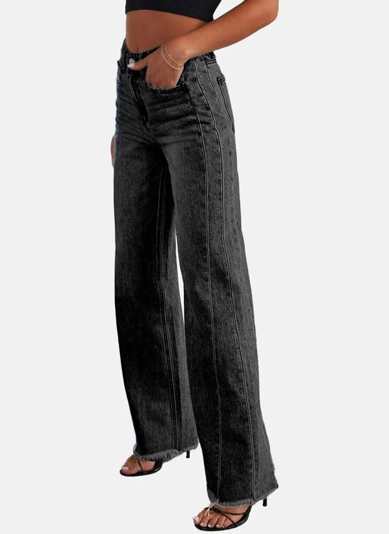 يونيكي Black Wide Leg Clean Look High-Rise Jeans