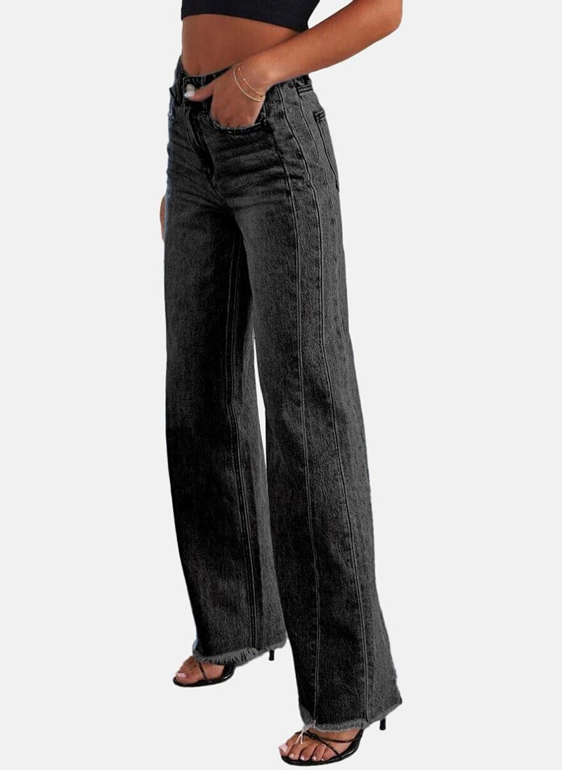 YUNIQEE Black Wide Leg Clean Look High-Rise Jeans - Image 3