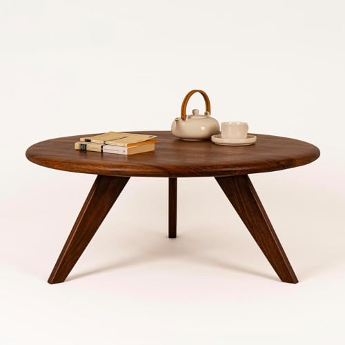ADVRZO Solid Wood Coffee Table for Living Room, Dining Room, Bedroom, Kitchen, Office Home Decor (Round Coffee Table, 55x55x40 CM) - Image 5