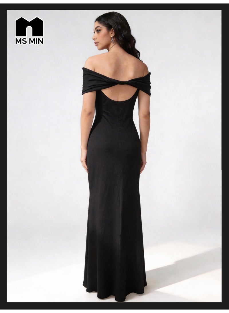 MS MIN Ladies Off Shoulder Sleeveless Dress, Slim Fit Hip Wrap Elegant Evening Party Dress for Women, Fashion Temperament Bodycon Dress - Image 5