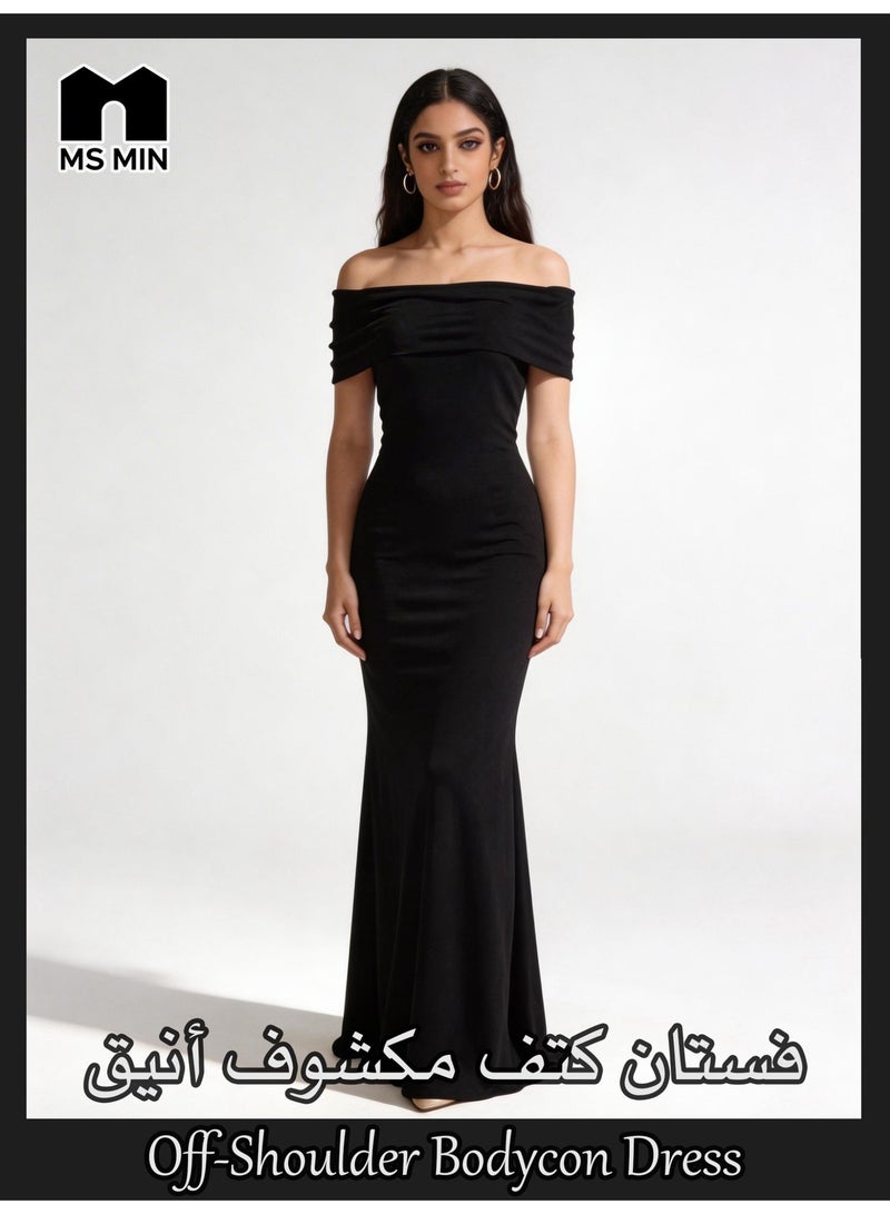 MS MIN Ladies Off Shoulder Sleeveless Dress, Slim Fit Hip Wrap Elegant Evening Party Dress for Women, Fashion Temperament Bodycon Dress - Image 1