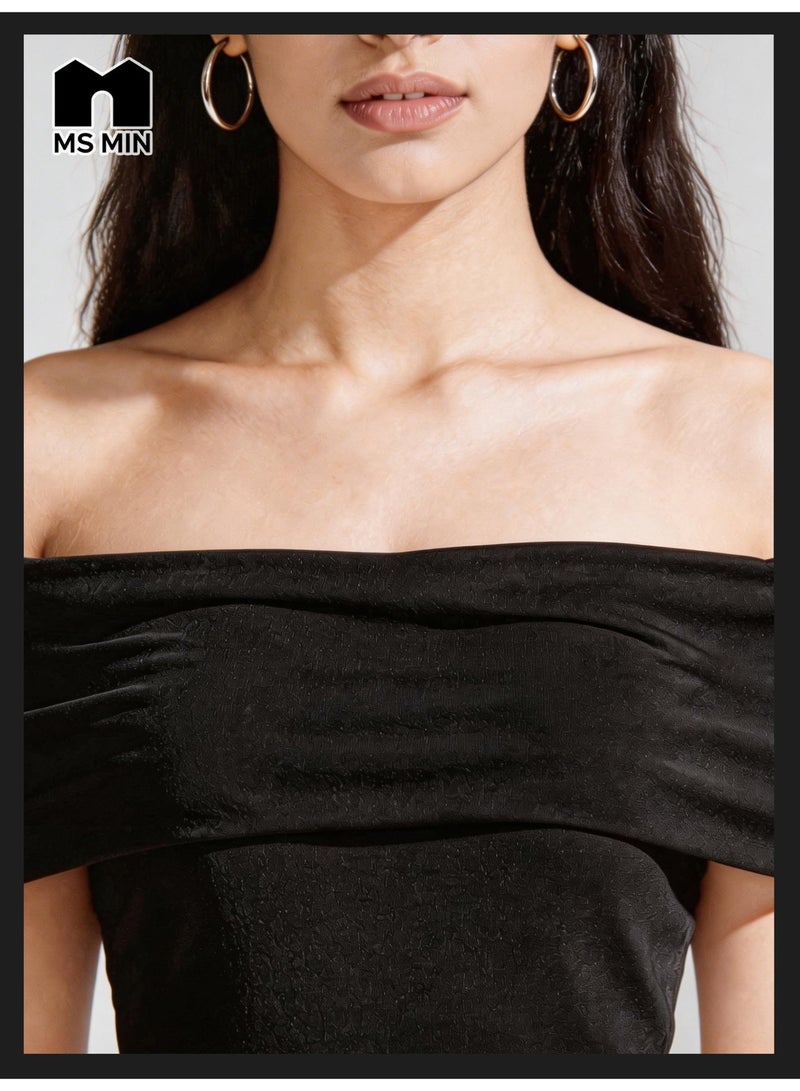 MS MIN Ladies Off Shoulder Sleeveless Dress, Slim Fit Hip Wrap Elegant Evening Party Dress for Women, Fashion Temperament Bodycon Dress - Image 2