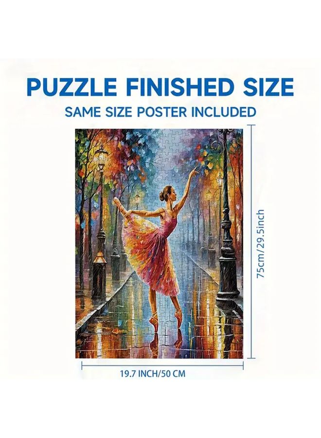 1000 Pcs Ballet Dancer Puzzle Vibrant Rainy Street Scene Premium Wooden Educational Art Activity For Adults - Image 1