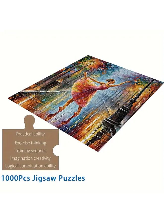 1000 Pcs Ballet Dancer Puzzle Vibrant Rainy Street Scene Premium Wooden Educational Art Activity For Adults - Image 5