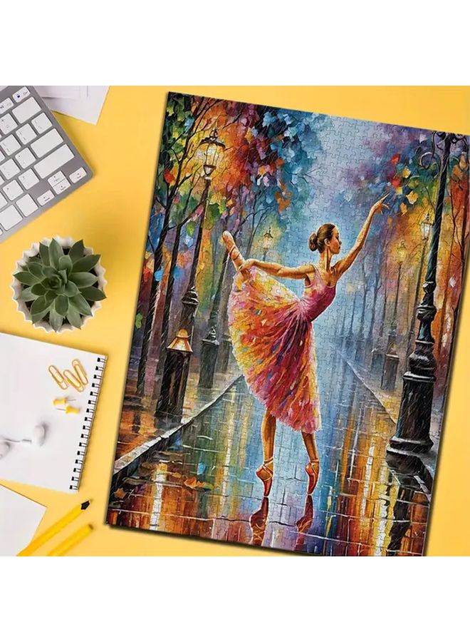 1000 Pcs Ballet Dancer Puzzle Vibrant Rainy Street Scene Premium Wooden Educational Art Activity For Adults - Image 3