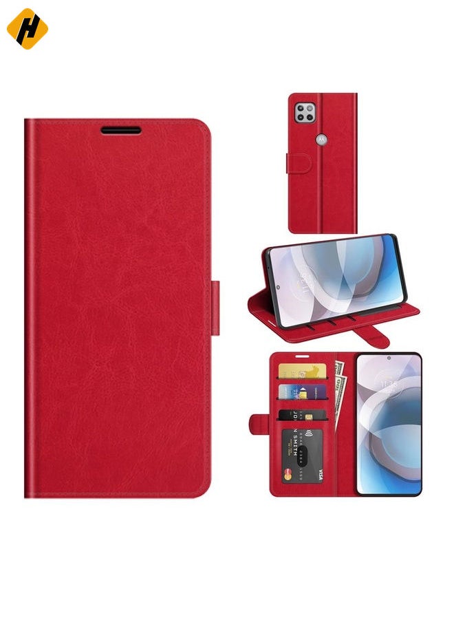 Case Cover For Motorola One 5G Ace R64 Texture Single Horizontal Flip Protective Case with Holder & Card Slots & Wallet& Photo Frame(Red)