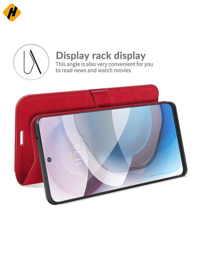 Case Cover For Motorola One 5G Ace R64 Texture Single Horizontal Flip Protective Case with Holder & Card Slots & Wallet& Photo Frame(Red)