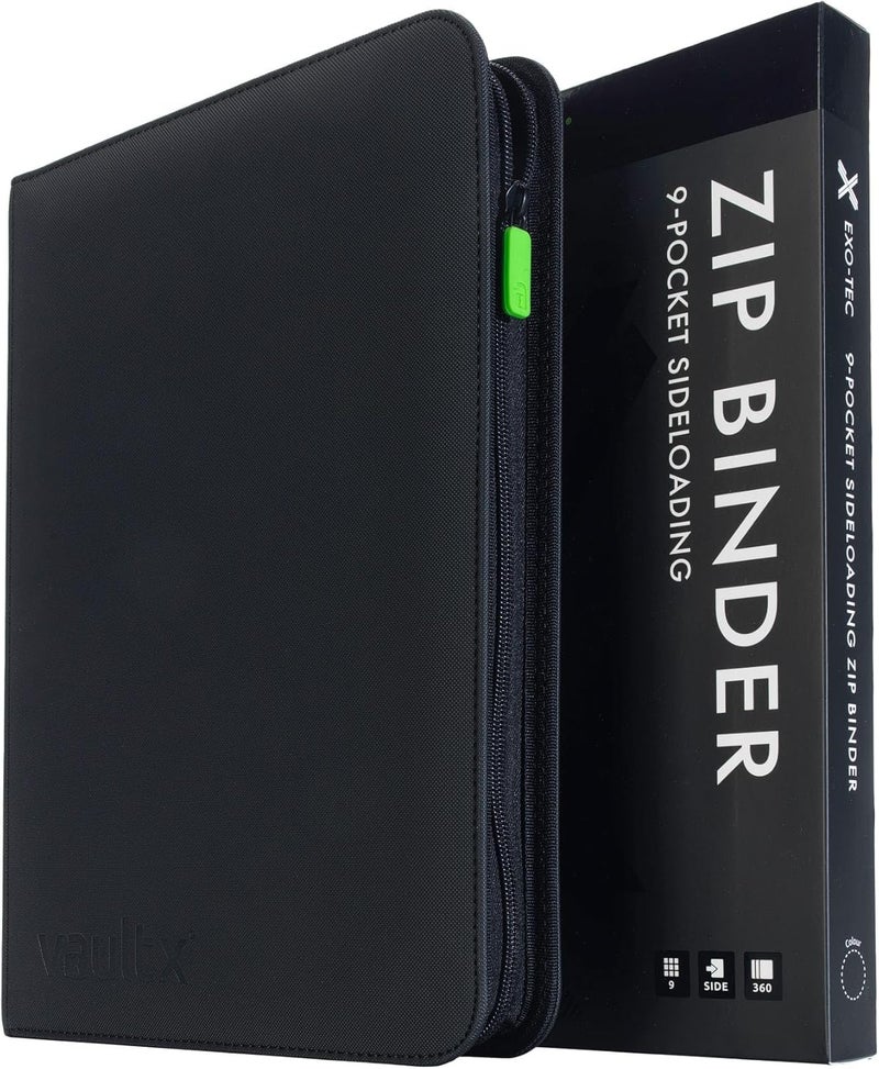 Vault X 9 Pocket Trading Card Zip Binder, 360 Cards, Premium Exo-Tec Album Material, 20 Side-Loading Pages, Folder for Collectible Games, Sports, TCG (Black) - Image 1