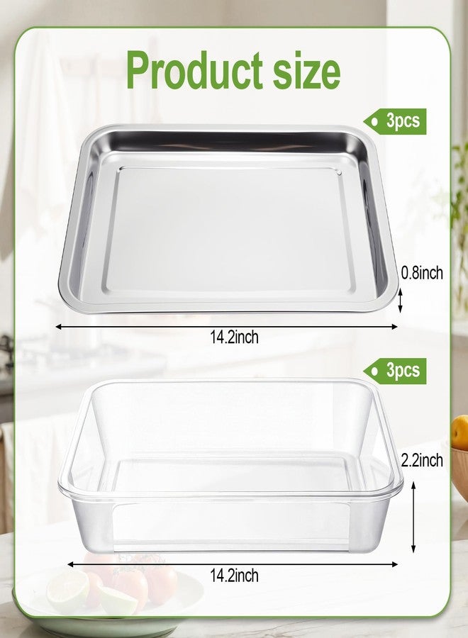 FoldTier 3 Set 14.2" Chilled Serving Trays for Parties with Compartments Stainless Steel Ice Chilled Party Platter Charcuterie Serving Board Cold Dish Dip for Fruits Veggies Shrimp Cocktail - Image 3