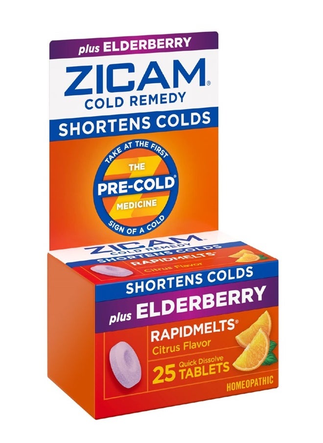 ZICAM Cold Remedy Zinc RapidMelts, Elderberry Citrus Flavor, Homeopathic, Cold Shortening Medicine, Shortens Cold Duration, 25 Count  - Image 3