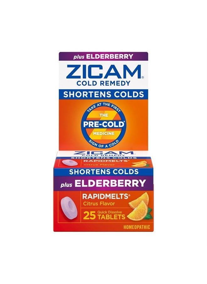 ZICAM Cold Remedy Zinc RapidMelts, Elderberry Citrus Flavor, Homeopathic, Cold Shortening Medicine, Shortens Cold Duration, 25 Count  - Image 2