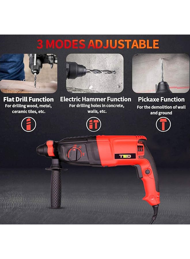 erorex Ted 800W Impact Drill 26Mm Chuck 220 240V 50 60Hz Variable Speed 0 1500R Min Professional Power Tool For Drilling And Impact Tasks - Image 3