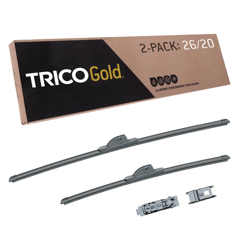 TRICO Gold 26 20 Premium Automotive Replacement Windshield Wiper Blades Set of 2 Passenger and Driver Side AllWeather Beam Wiper Blades for Select Vehicle Models