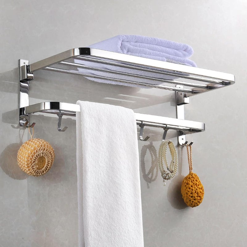 FireMoonk Towel Stand Elegant MultiTier Design for Efficient 304 Grade Stainless Steel Towel Hanger Dual Folding Towel RackStandBathroom Accessories 24Inch Chrome  - Image 1