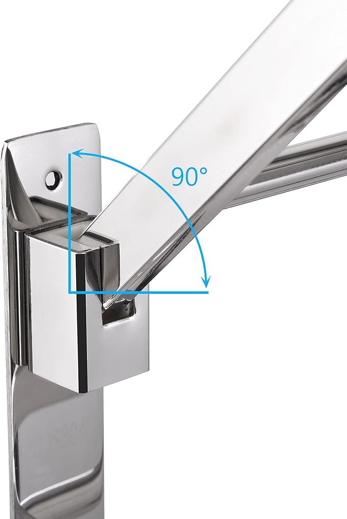 FireMoonk Towel Stand Elegant MultiTier Design for Efficient 304 Grade Stainless Steel Towel Hanger Dual Folding Towel RackStandBathroom Accessories 24Inch Chrome  - Image 3