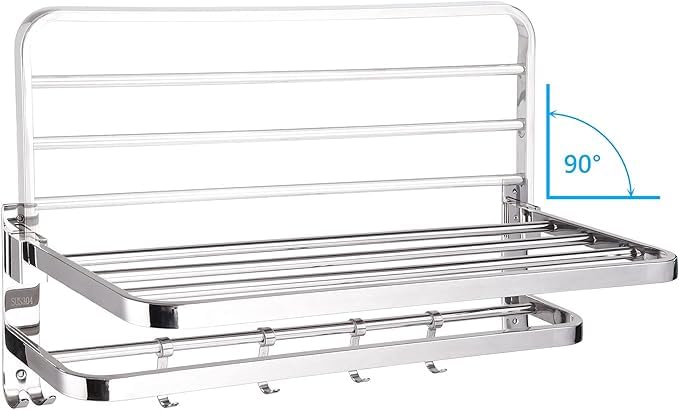 FireMoonk Towel Stand Elegant MultiTier Design for Efficient 304 Grade Stainless Steel Towel Hanger Dual Folding Towel RackStandBathroom Accessories 24Inch Chrome  - Image 2