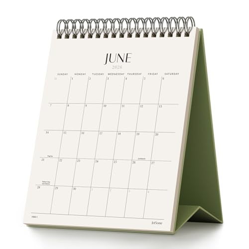 Jotsome Desk Calendar 2026-2027, Small Standing Flip Desktop Calendar From Now to June 2027 for Home and Office, Easy Organizing (Green, Small) - Image 1