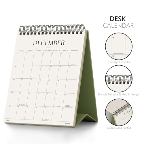 Jotsome Desk Calendar 2026-2027, Small Standing Flip Desktop Calendar From Now to June 2027 for Home and Office, Easy Organizing (Green, Small) - Image 3