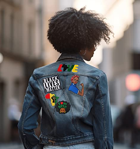 Cute-Patch Juneteenth Black Lives Matter BLM Black Power Embroidered Iron on Patch (Black White) - Image 3
