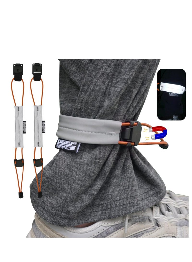 2PCS Adjustable Magnetic Bicycle Pant Straps, Elastic Leg Belts with Reflective Design for Enhanced Visibility, Ideal for Cycling, Jogging, and Camping Safety. - Image 1