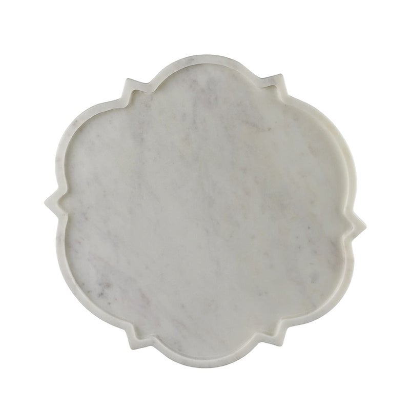 Stone Essential Lydia Platter / Starter Dish /Serving Platter/ Fruit Plate/ Marble Dish/ Marble Tray / Centre Piece / Décor Accent / Diwali Festive and Corporate Gifting, White, Small - Image 1